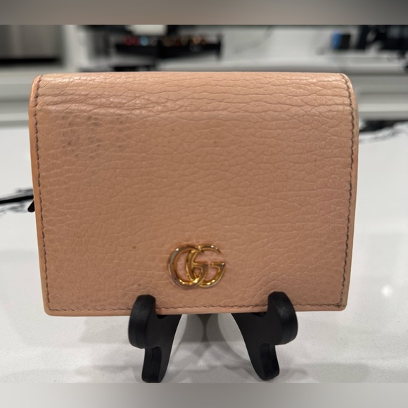 Gucci Marmont Card Case Pebbled Leather Wallet in Soft Pink EUC w/COA - Picture 1 of 13